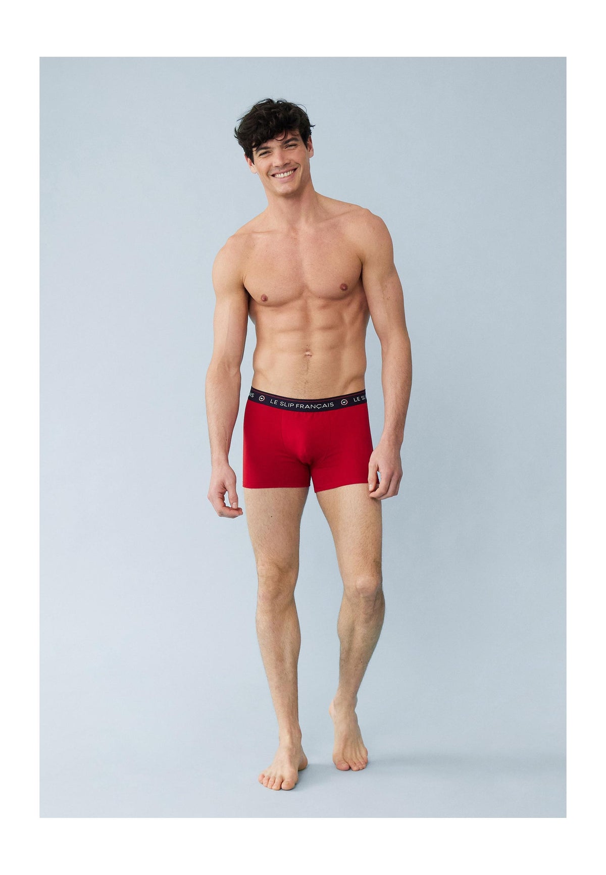 Set Da 5 Boxer In Cotone - Nero Blu Blu Marino Grigio Melange Rosso