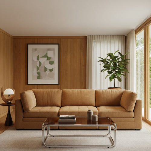 Canapé Droit Modulable 3 Pièces Billie - Tissu Chenille Écureuil