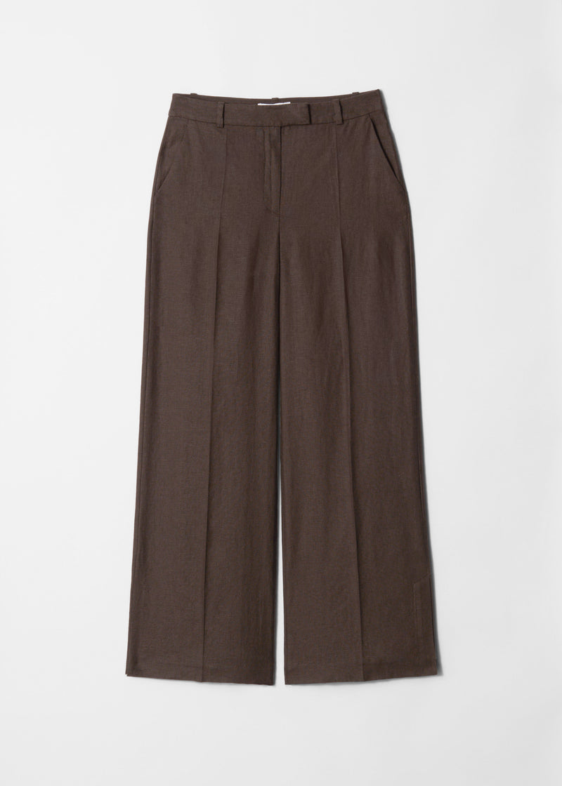 Pantalón Es Carly Pantalón Lino - Marrón - Mujer