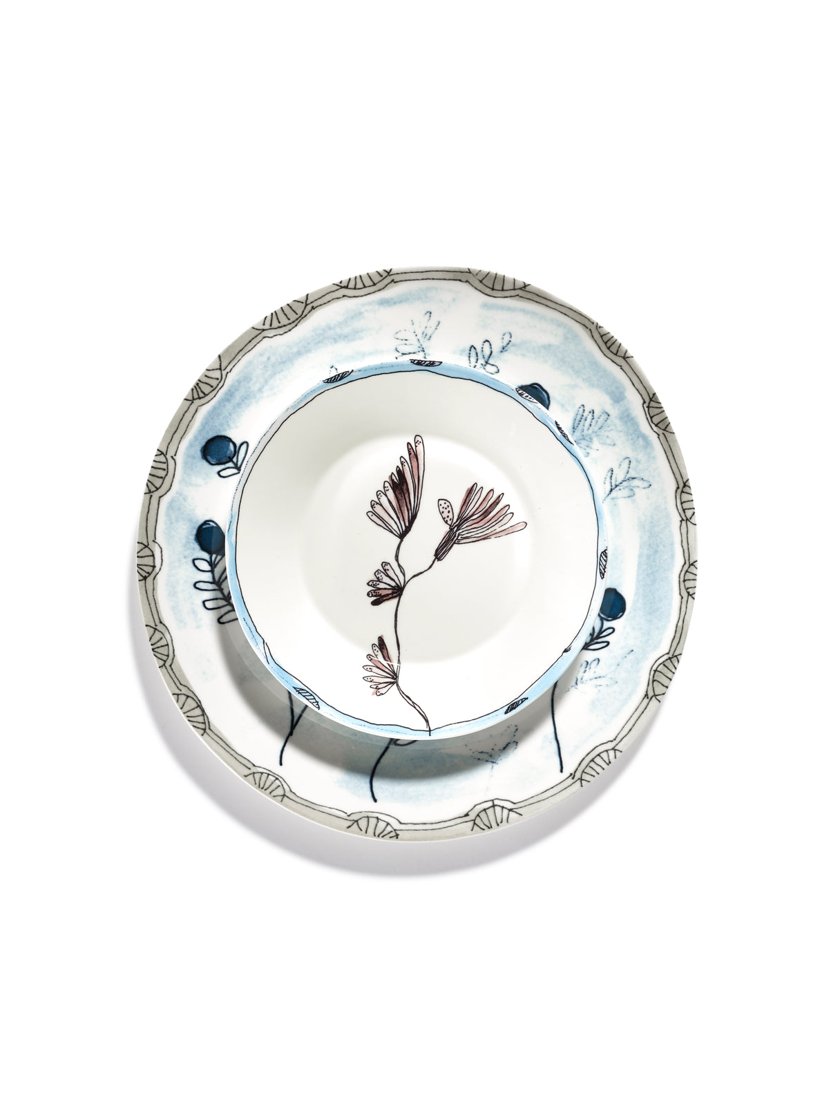 Midnight Flowers - Lot De 2 Assiettes - L - Porcelaine Bone China - Mirtillo Tea