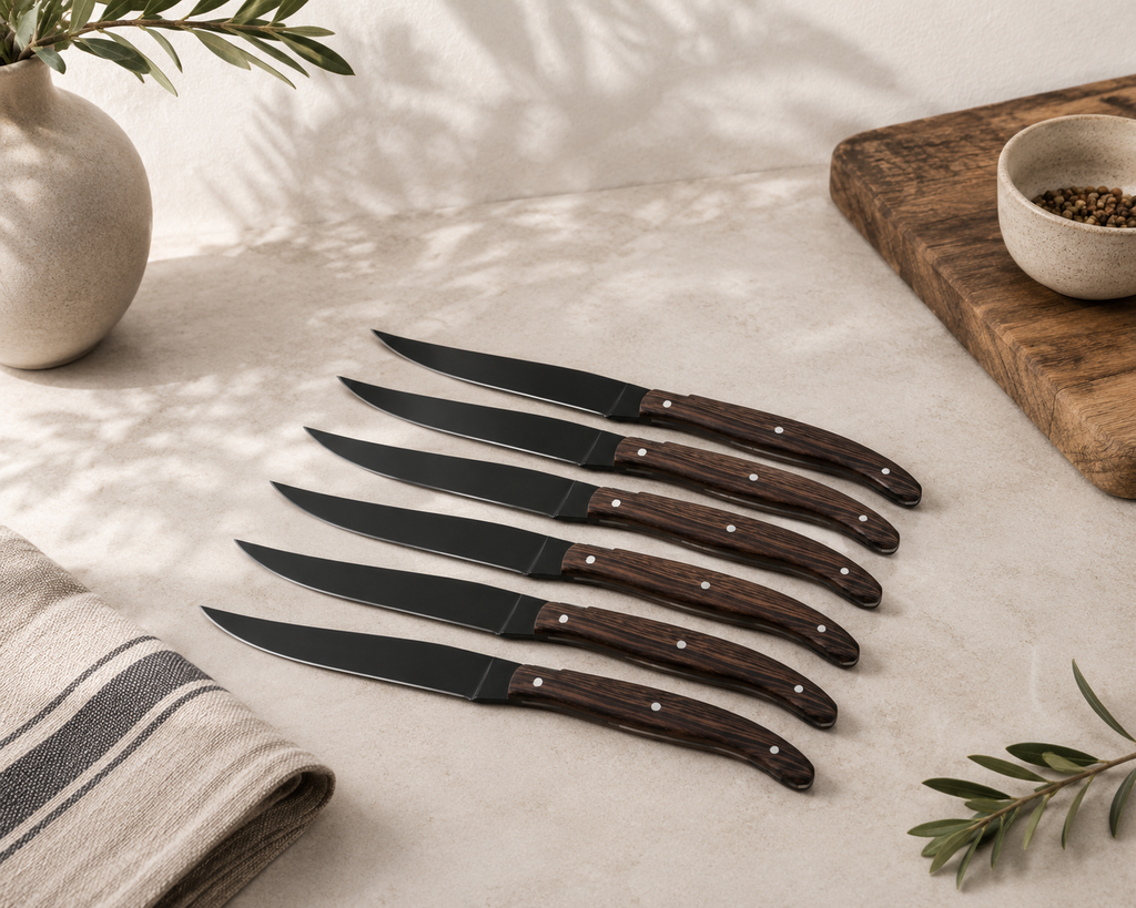 Laguiole Heritage Set of 6 Black Blade Steak Knives