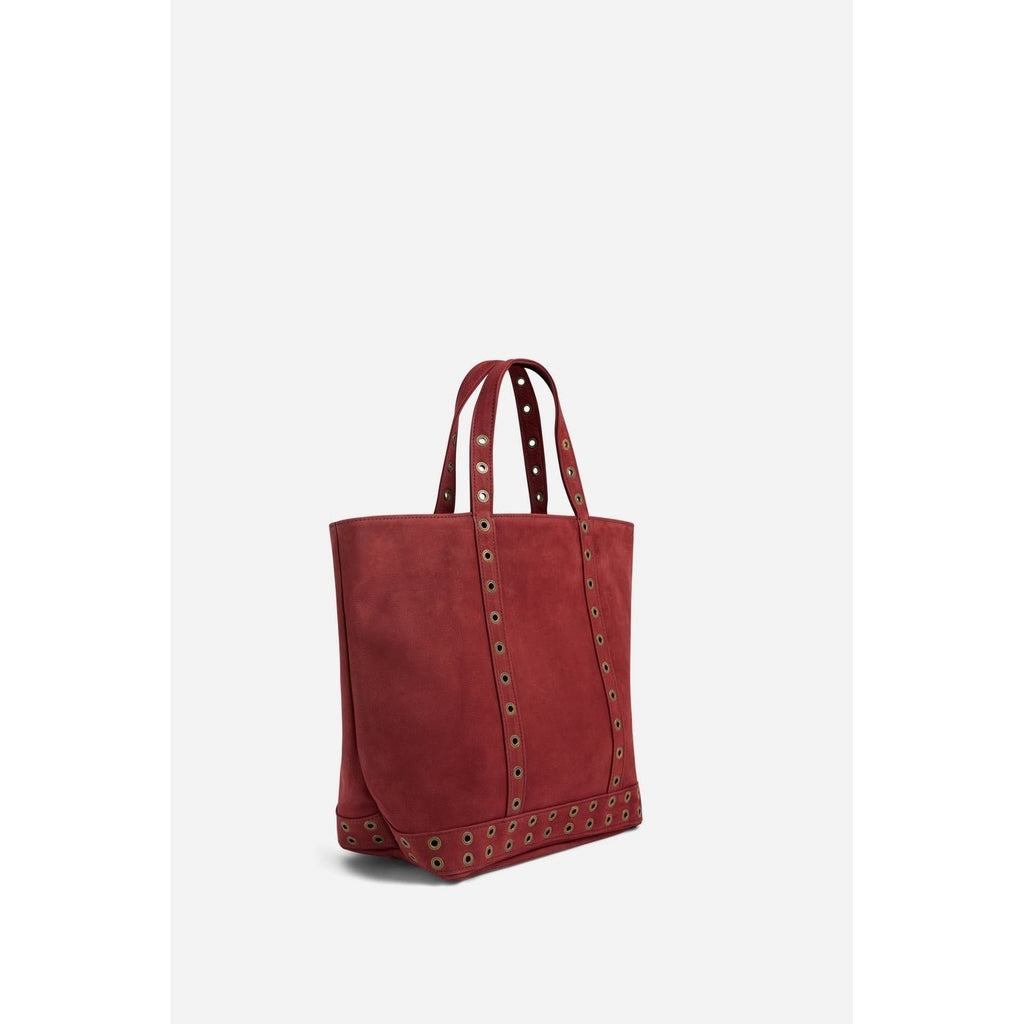 M Nubuck Leather Tote Bag with Eyelets - Carmine