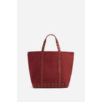 M Nubuck Leather Tote Bag with Eyelets - Carmine