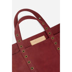 M Nubuck Leather Tote Bag with Eyelets - Carmine