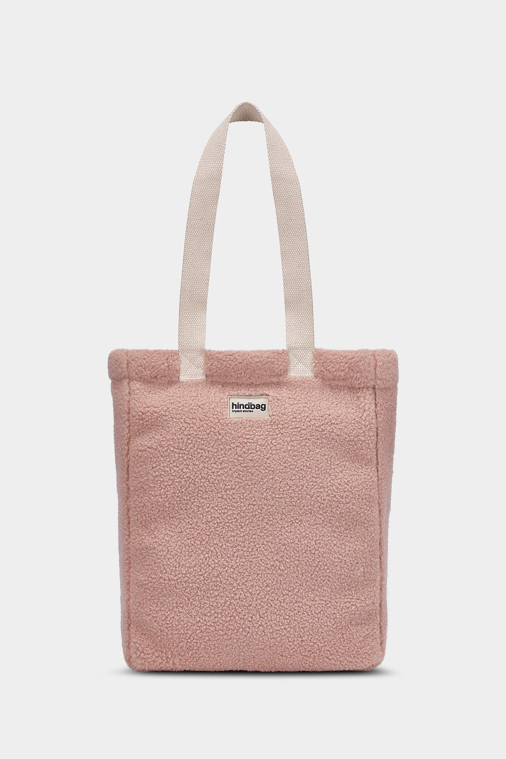 Bolso shopper vertical Paul de borreguito rosa empolvado