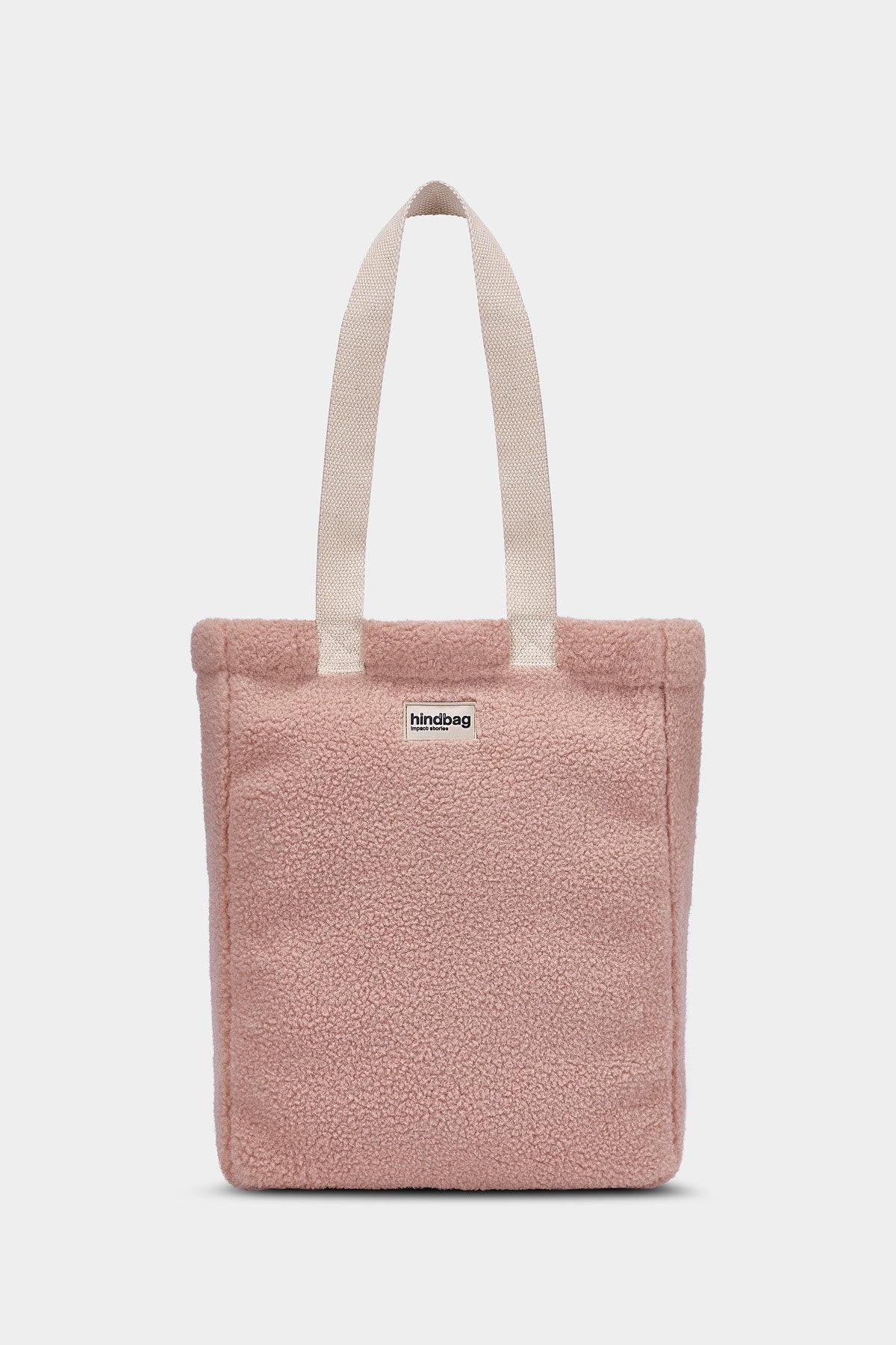 Bolso shopper vertical Paul de borreguito rosa empolvado