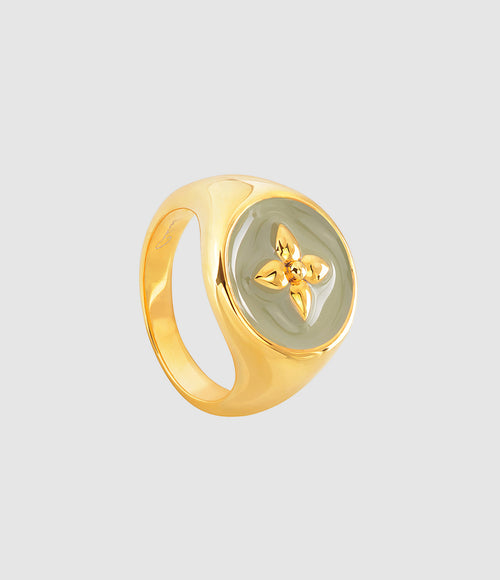 Cabirol - Chevalière Croisette Laiton Kaki - Femme