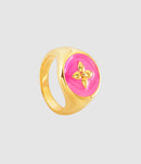 Cabirol - Chevalière Croisette Laiton Fuchsia - Femme