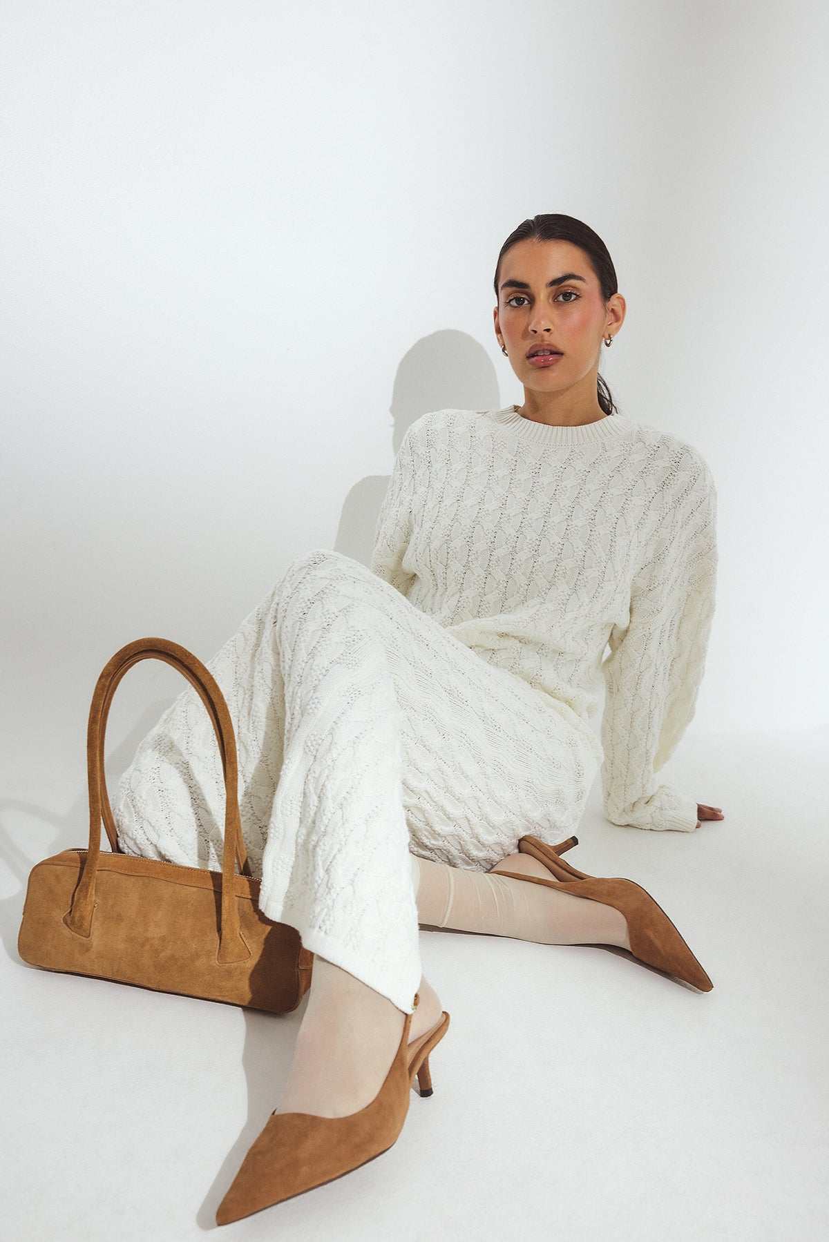 Jupe Cable Knitted Maxi - Blanc