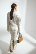 Jupe Cable Knitted Maxi - Blanc