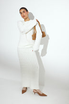 Jupe Cable Knitted Maxi - Blanc