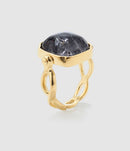 Goossens Paris - Bague Cabochon Carré Cristal De Roche Bleu Montana - Femme