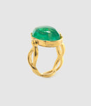 Goossens Paris - Bague Cabochon Ovale Cristal De Roche Vert Émeraude - Femme