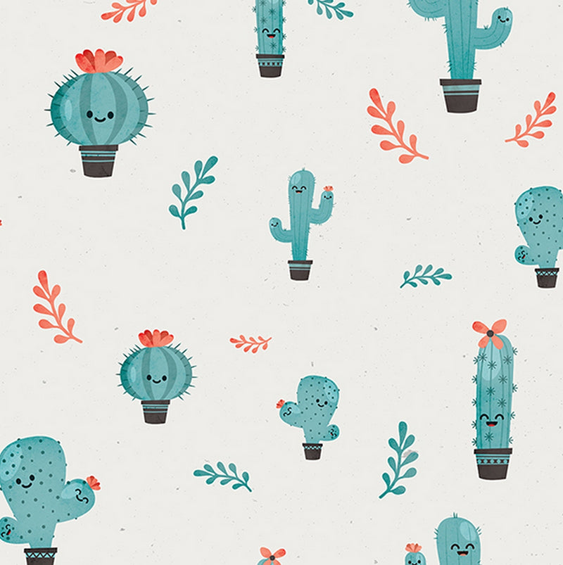 Papier Peint Cactus - Bleu