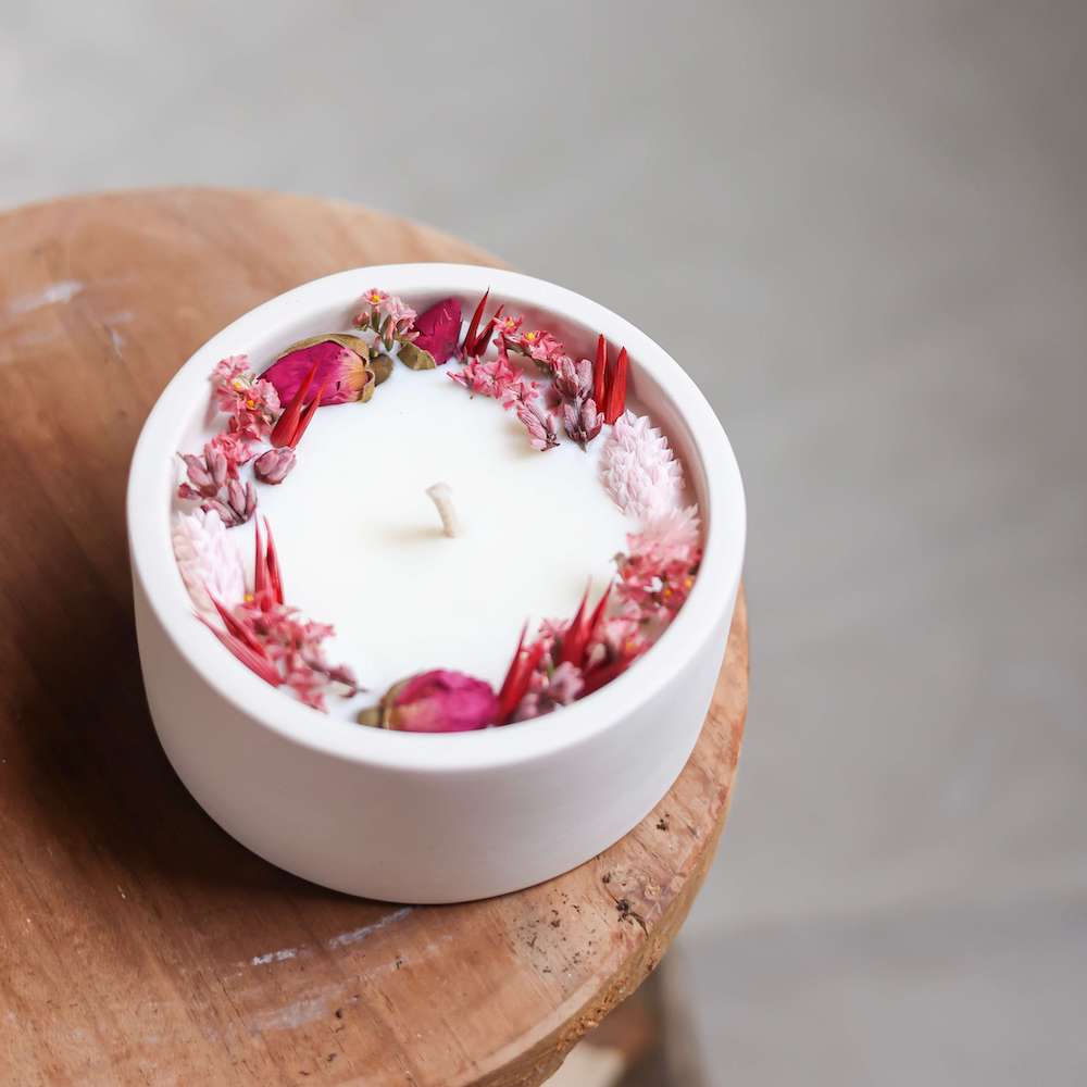 Bougie Fleurie Rose Sauvage