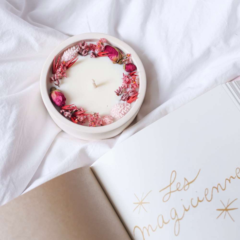 Bougie Fleurie Rose Sauvage