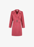 An'ge – Jacke Calie Framboise, rosa Trenchcoat aus Baumwolle, Vorderansicht, auf weißem Hintergrund