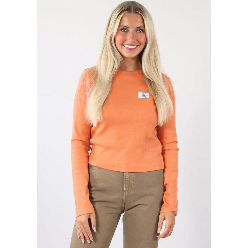 T Shirt CALVIN KLEIN T-SHIRT À MANCHES LONGUES FEMME ORANGE - Orange