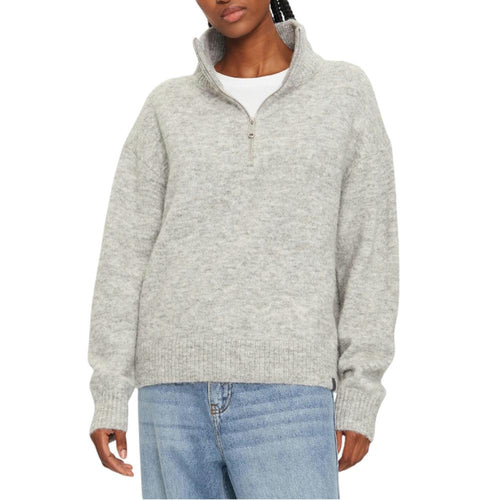 Cardigan TEXTURED HALF ZIP SW - Gris