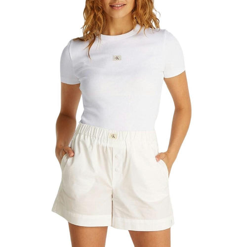 T Shirt WOVEN LABEL RIB - Blanc