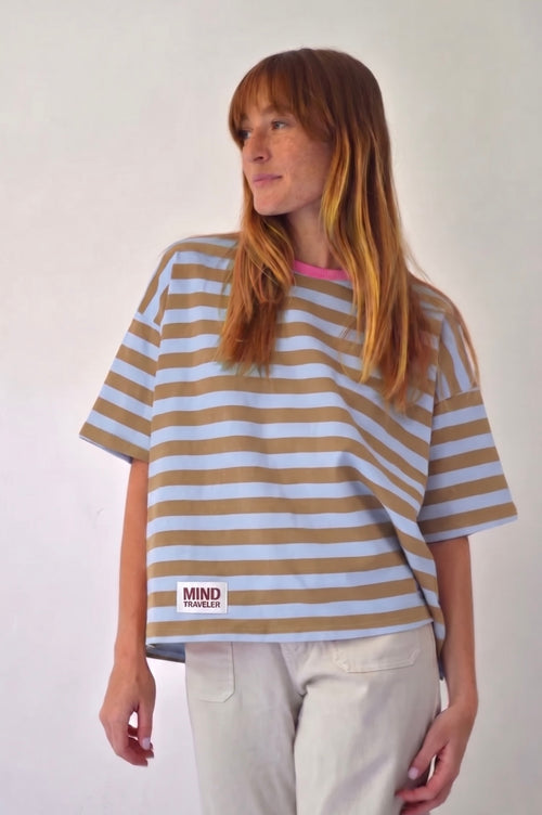 T-Shirt Nunu Bleu Clair y Marron
