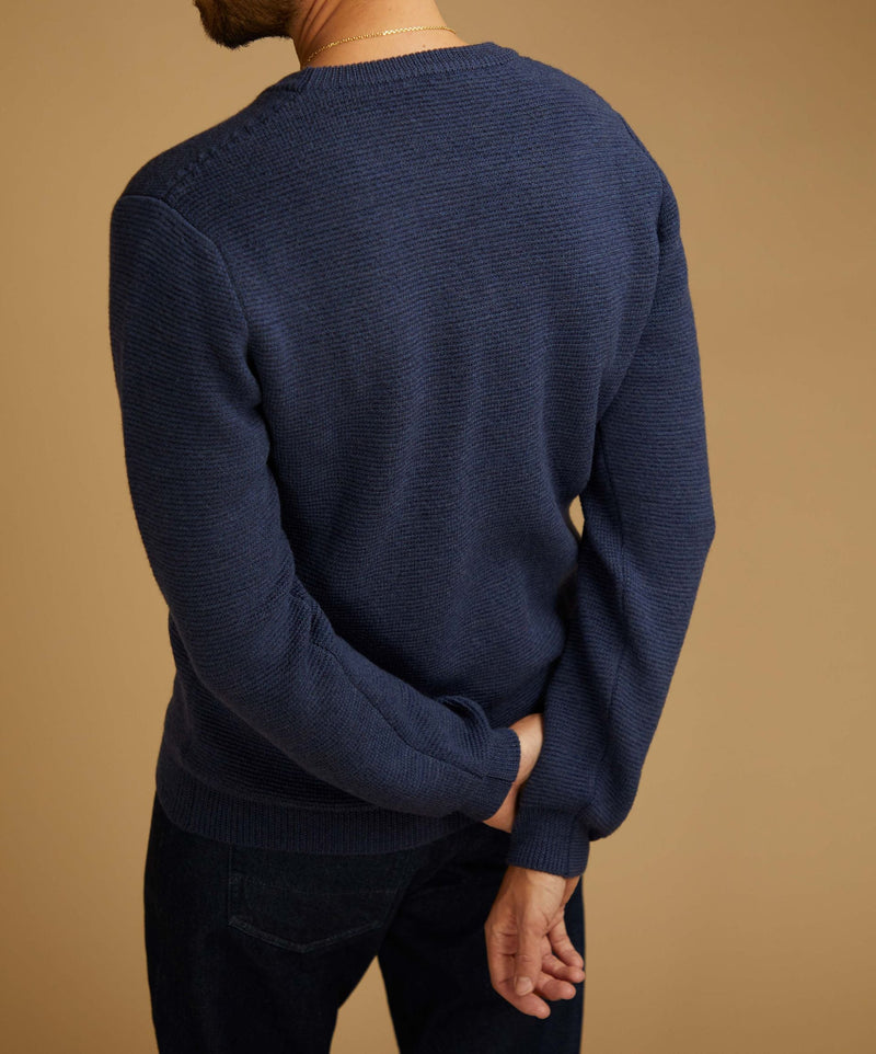 Pull Trevise bleu en laine merinos extrafine - 3