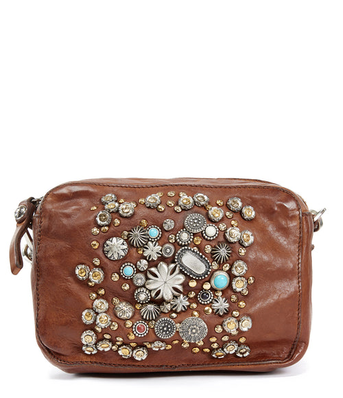 Campomaggi - Sac Bowling Small Cuir Vachette Clous Cognac - Femme