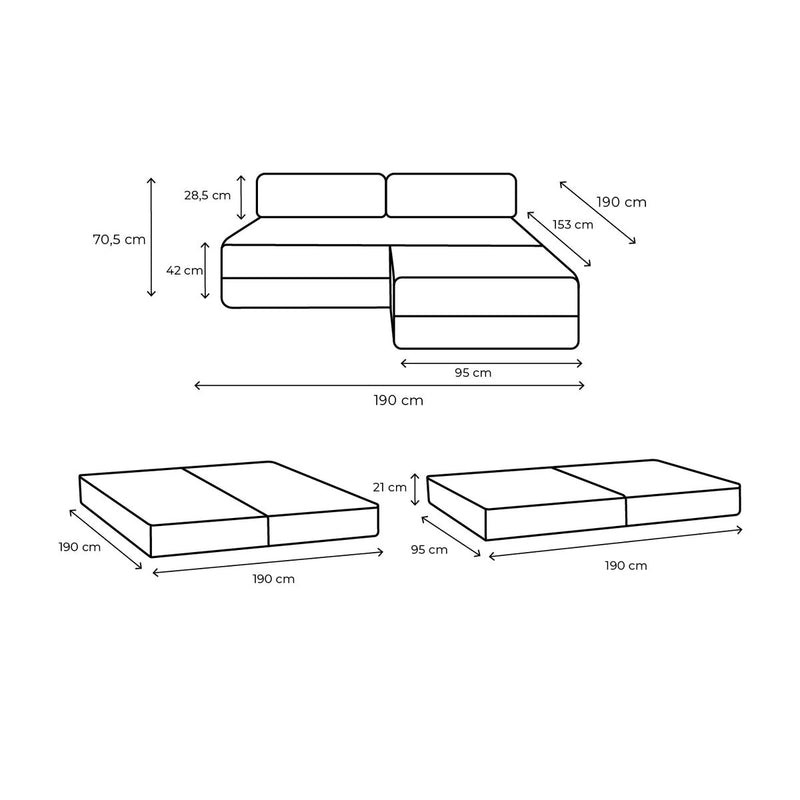 Canapé D'Angle Gemma - 4 Places - Tissu Lisse
