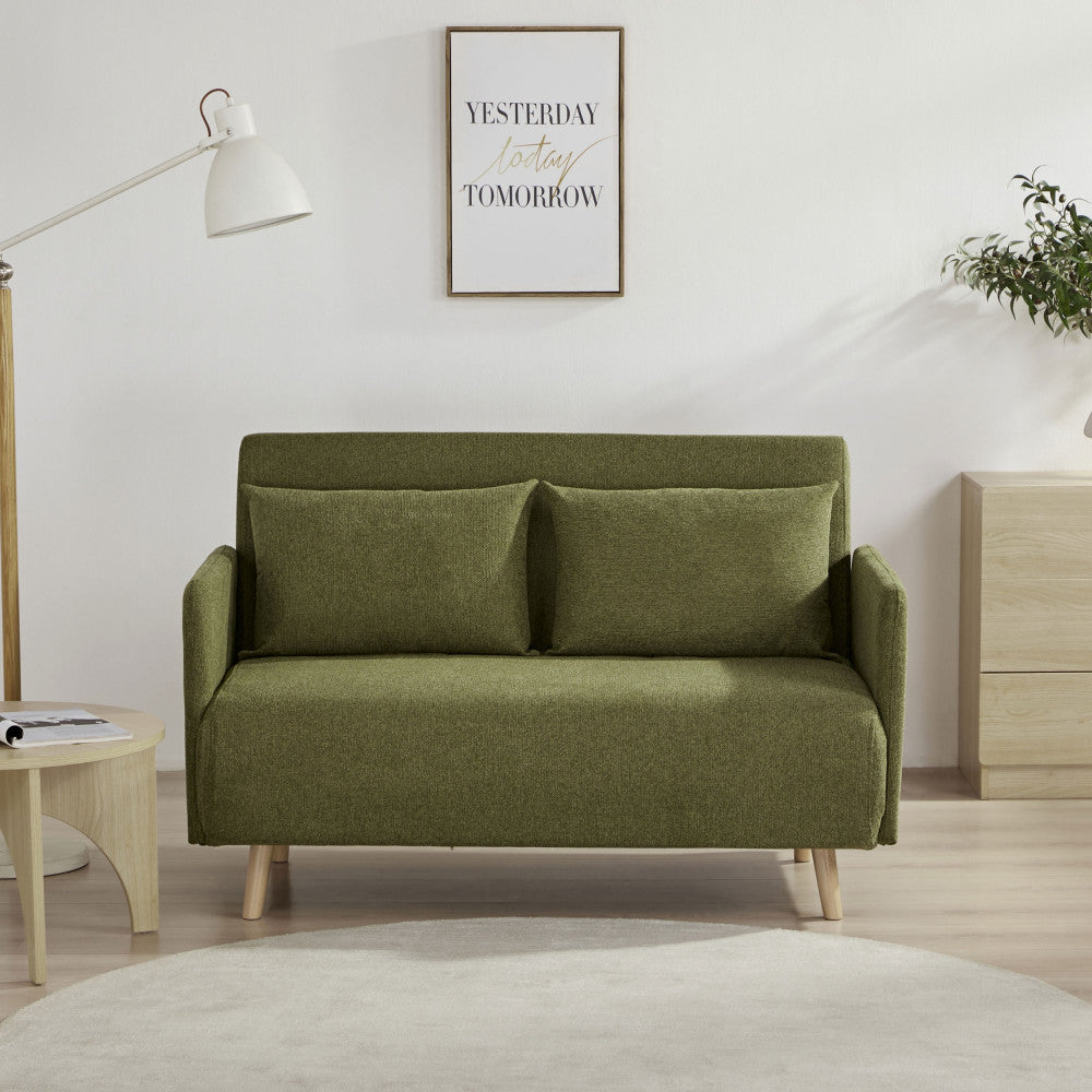 Belushi - 2-Seater Sofa Bed - Fabric - Olive Green