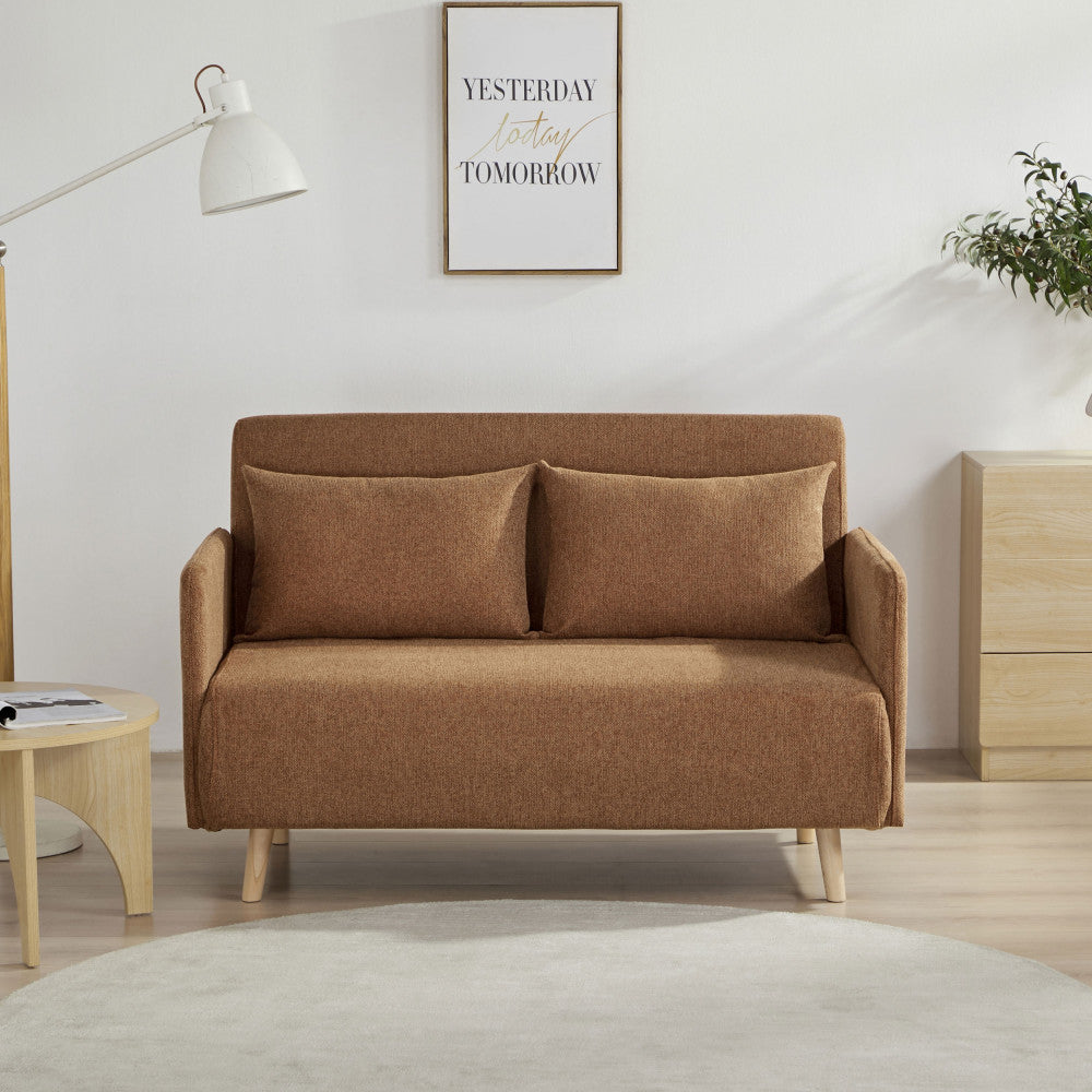 Belushi - 2-Seater Sofa Bed - Fabric - Rust