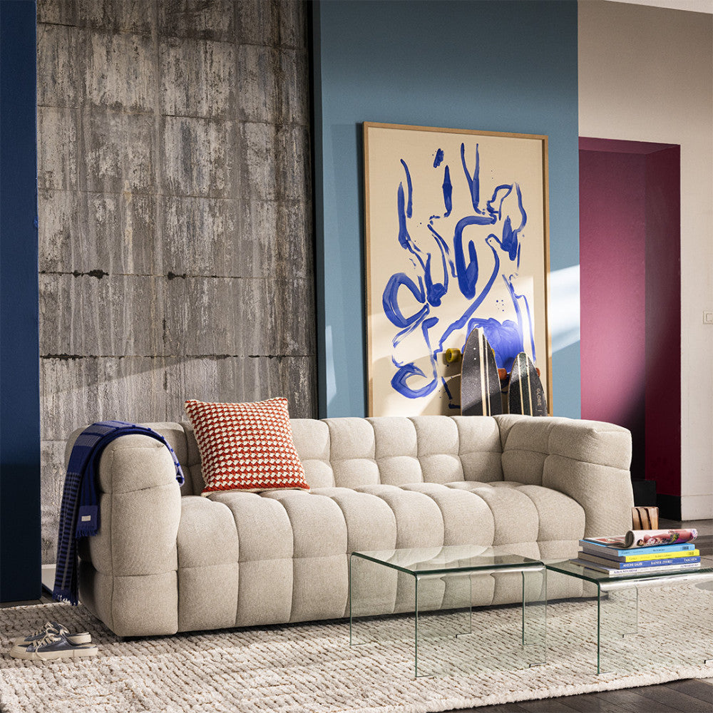 Bolly - Straight 3-Seater Sofa - Fabric - Flecked Beige