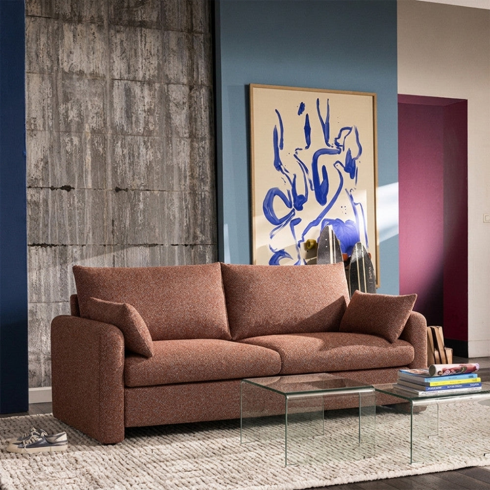 Lisa - 3-Seater Sofa - Fabric - Mottled Rust
