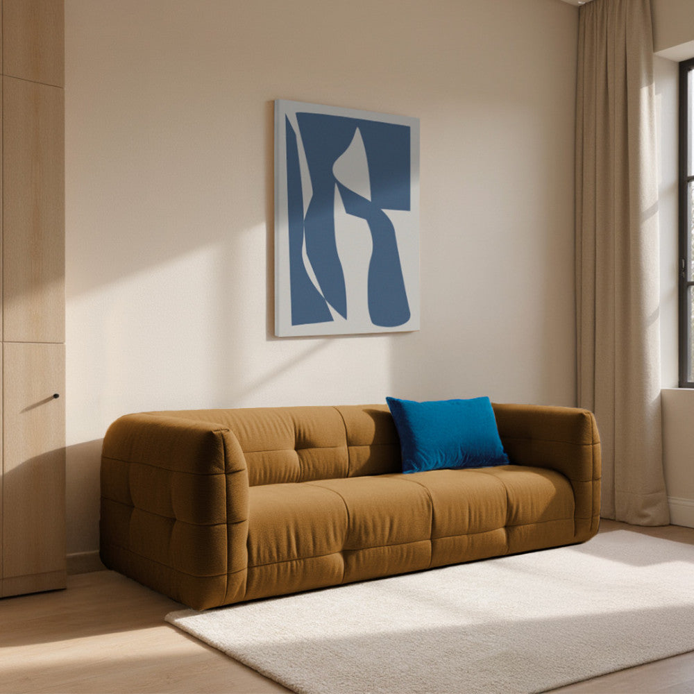 Naos - 3-Seater Straight Sofa with Quilted Effect - Fabric - Bronze