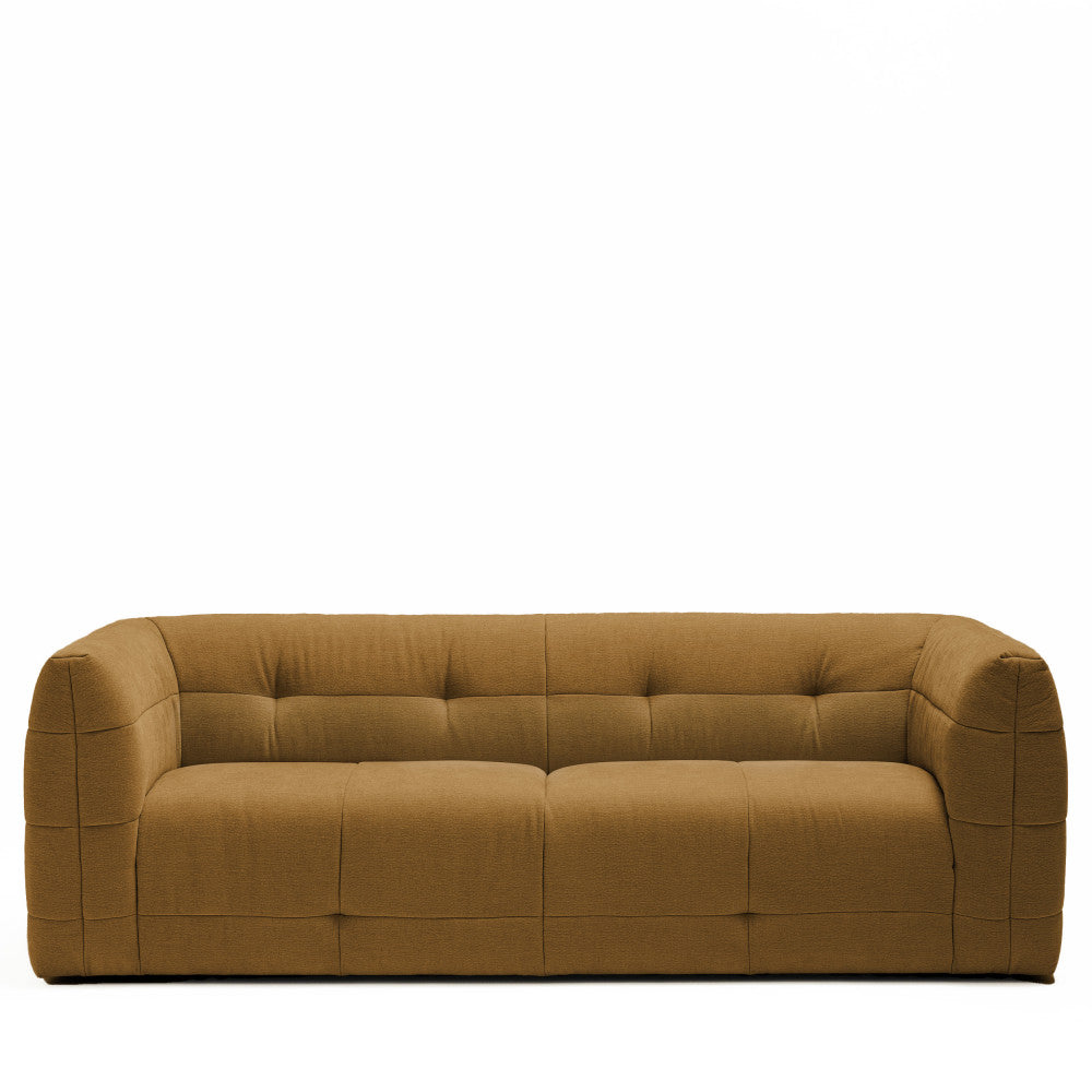Naos - 3-Seater Straight Sofa with Quilted Effect - Fabric - Bronze