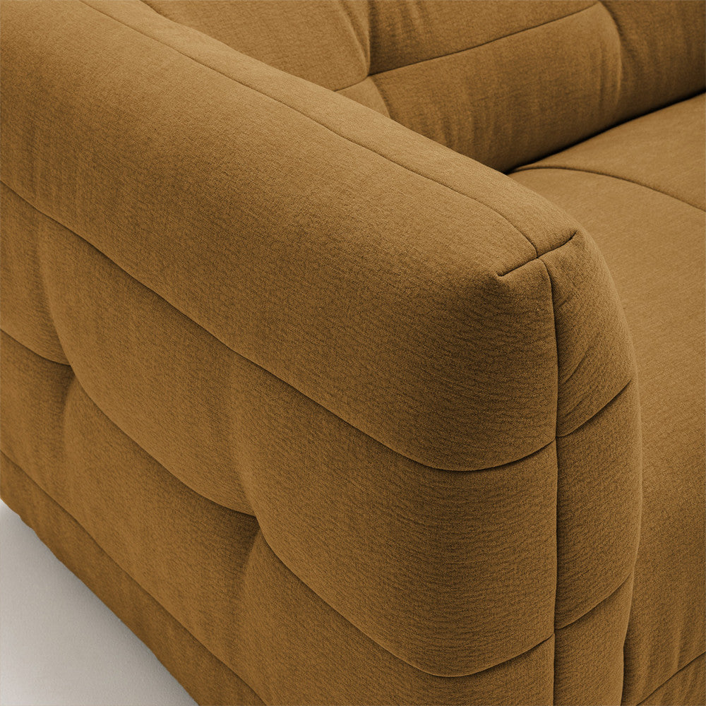 Naos - 3-Seater Straight Sofa with Quilted Effect - Fabric - Bronze
