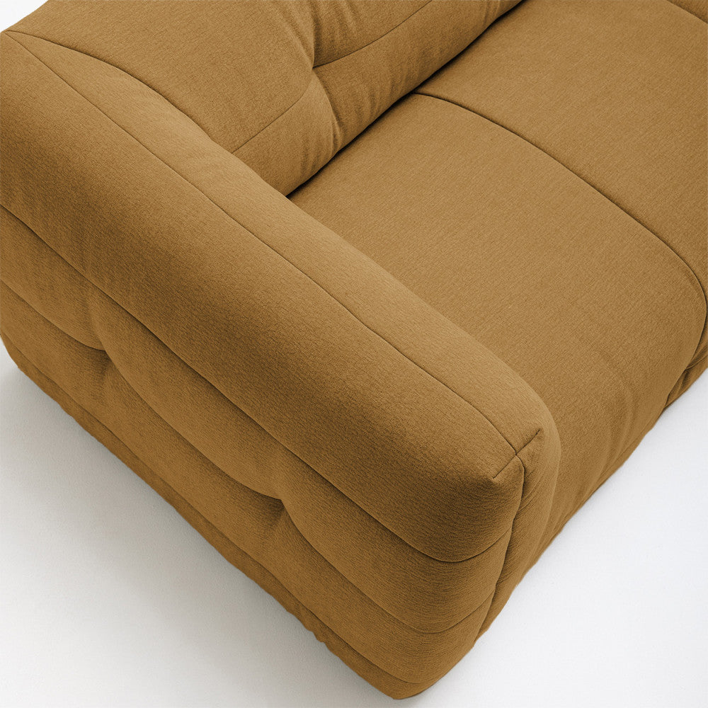 Naos - 3-Seater Straight Sofa with Quilted Effect - Fabric - Bronze