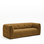 Naos - 3-Seater Straight Sofa with Quilted Effect - Fabric - Bronze