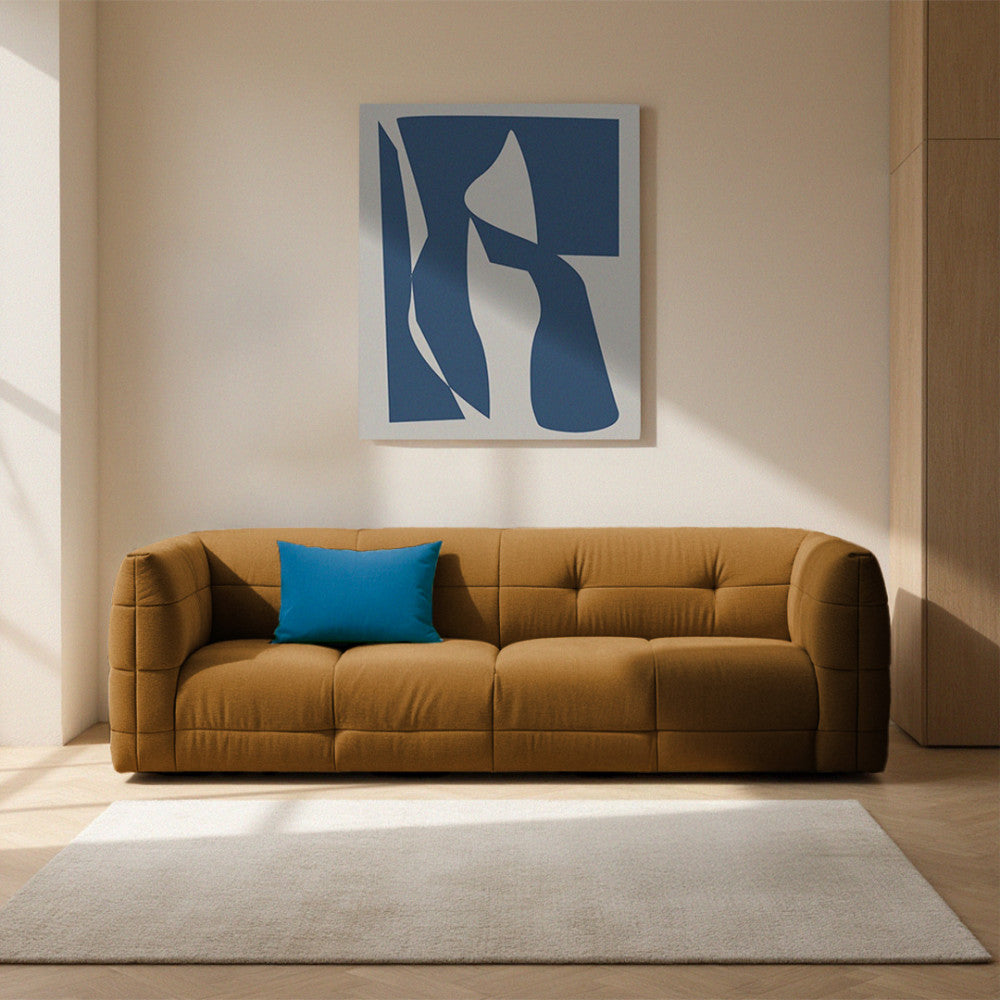 Naos - 3-Seater Straight Sofa with Quilted Effect - Fabric - Bronze