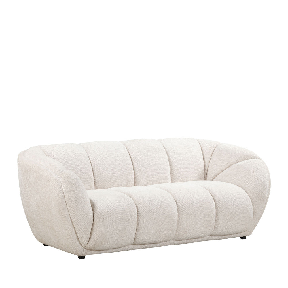 West - Straight 3-Seater Sofa - Rounded Fabric Design - Ecru