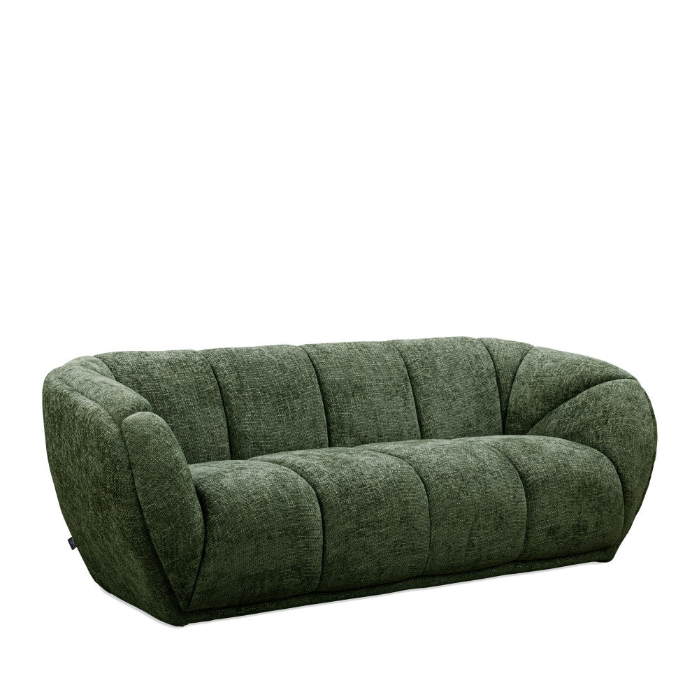 West - Straight 3-Seater Sofa - Rounded Fabric - Green