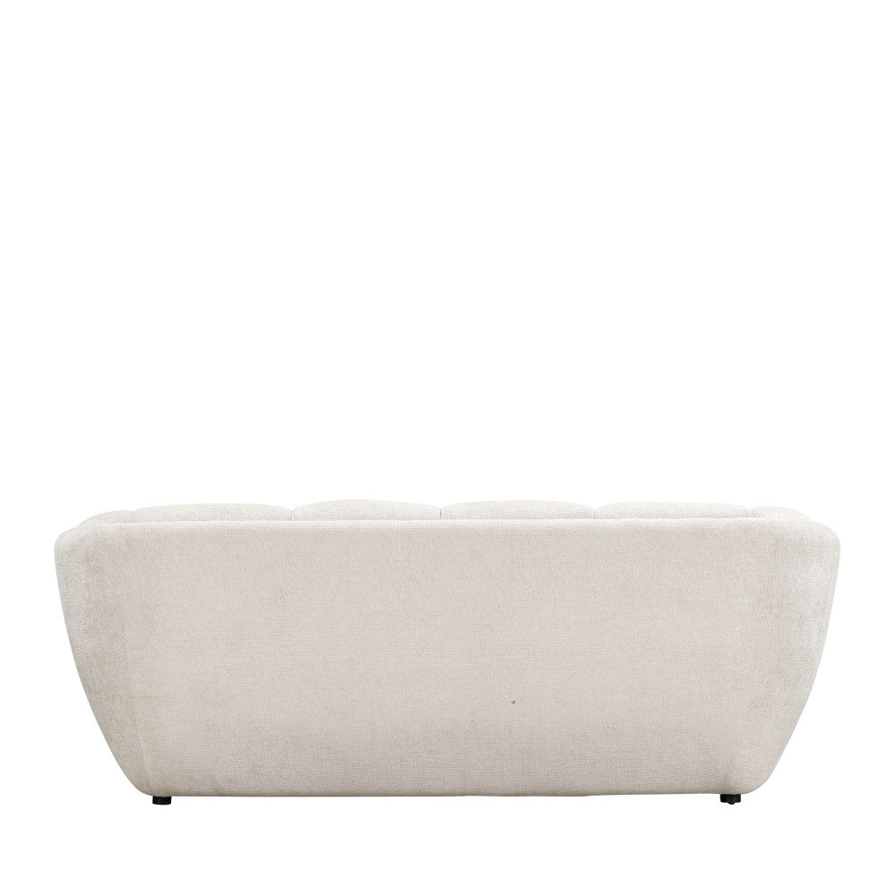 West - Straight 3-Seater Sofa - Rounded Fabric Design - Ecru