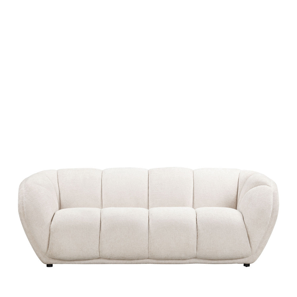 West - Straight 3-Seater Sofa - Rounded Fabric Design - Ecru