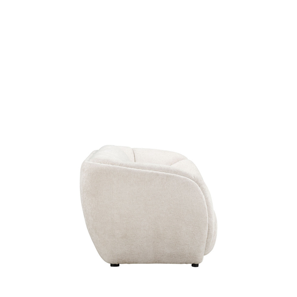 West - Straight 3-Seater Sofa - Rounded Fabric Design - Ecru