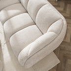 West - Straight 3-Seater Sofa - Rounded Fabric Design - Ecru