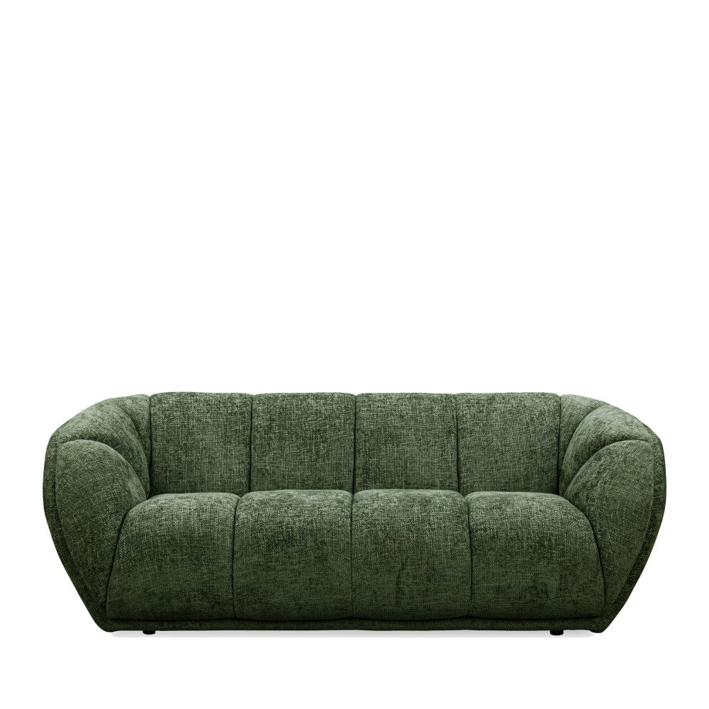 West - Straight 3-Seater Sofa - Rounded Fabric - Green
