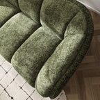 West - Straight 3-Seater Sofa - Rounded Fabric - Green