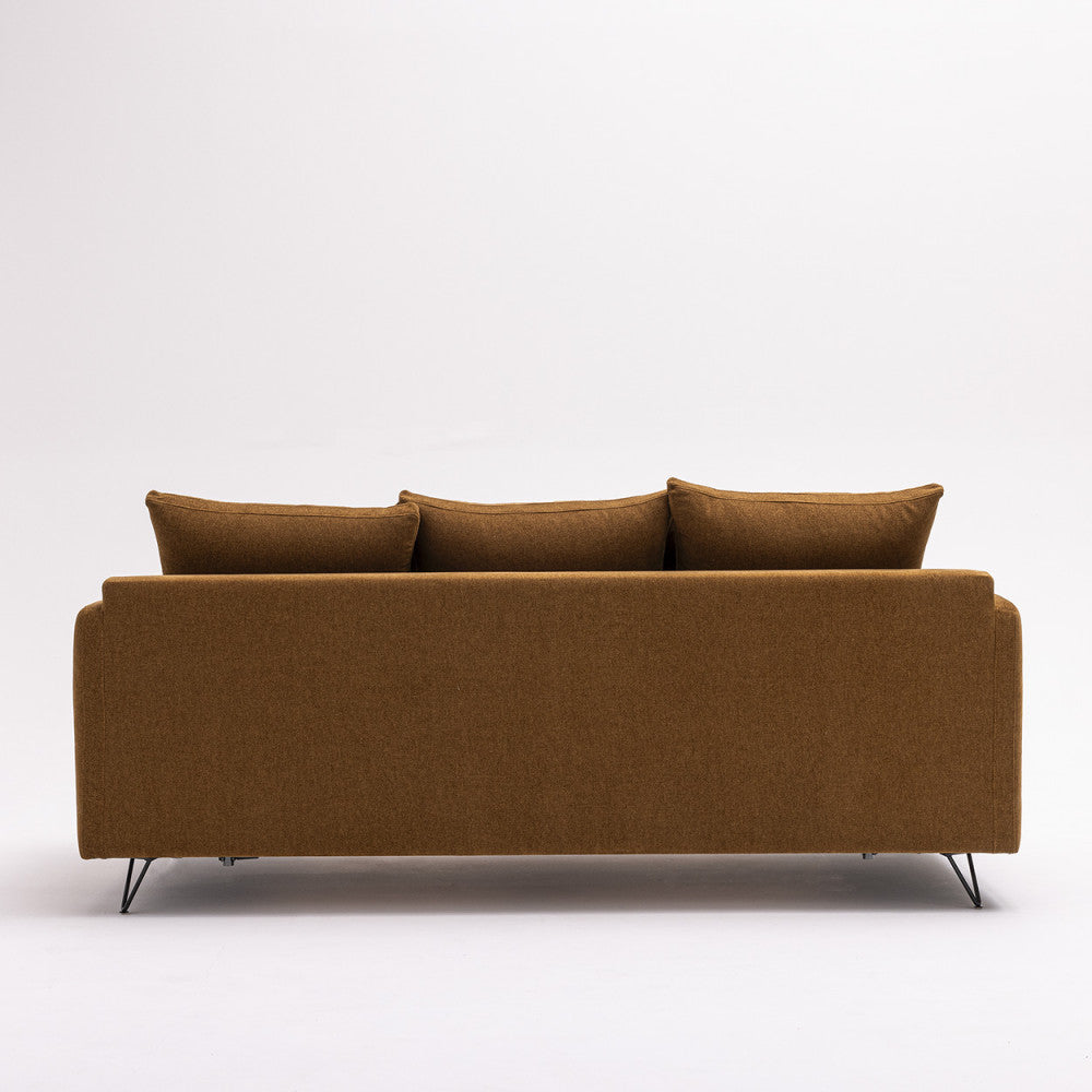 Villabon - 3-Seater Sofa - Fabric, Black Hairpin Legs - Bronze