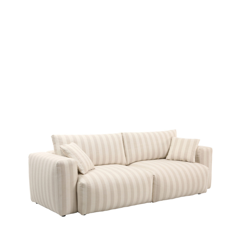 Limona - Sofá de 3 plazas - Tela a rayas - Beige