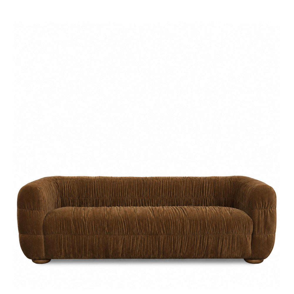 Connie - 3-Seater Sofa - Pleated Velvet - Brown