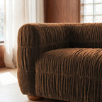 Connie - 3-Seater Sofa - Pleated Velvet - Brown